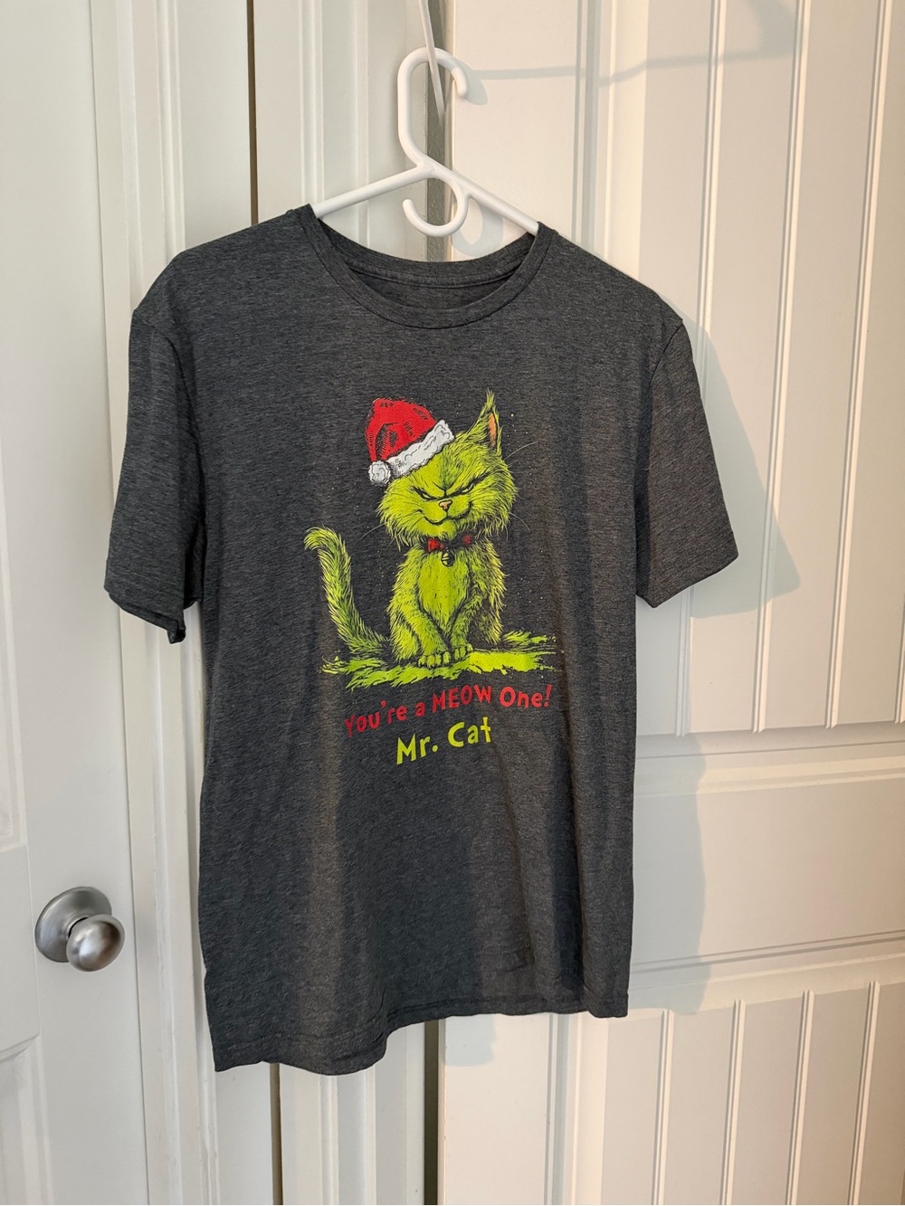 Mr. Cat Holiday Graphic Cat T-Shirt in Dark Gray